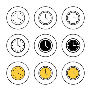 Saat simgesi ayarlı vektör. Zaman işareti ve sembol. saat simgesi