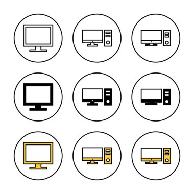 Bilgisayar simgesi ayarlandı. bilgisayar izleme işareti ve simgesi
