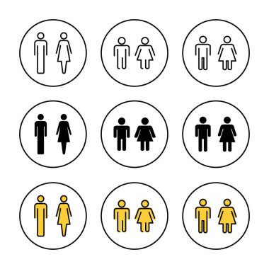 Erkek ve kadın ikonu vektör belirledi. Erkek ve dişi işareti ve sembol. Kızlar ve oğlanlar