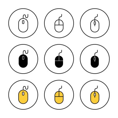 Fare simgesi küme vektörü. Tıklama işareti ve sembol. işaretleyici simgesi vektörü.