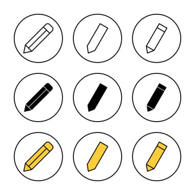 Kalem simgesi kümesi vektörü. Kalem işareti ve sembol. Simge vektörünü düzenle
