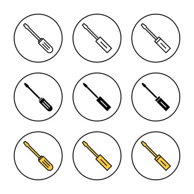 Tornavida simgesi kümesi vektörü. araç işareti ve sembol