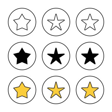 Yıldız Simgesi vektörü belirlendi. Reyting işareti ve sembol. favori yıldız simgesi