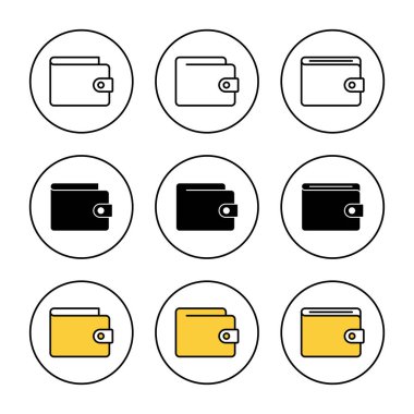 Cüzdan simgesi ayarlanmış vektör. cüzdan işareti ve sembol