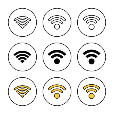 Kablosuz simge kümesi vektörü. İşaret işareti ve sembol. Kablosuz simge