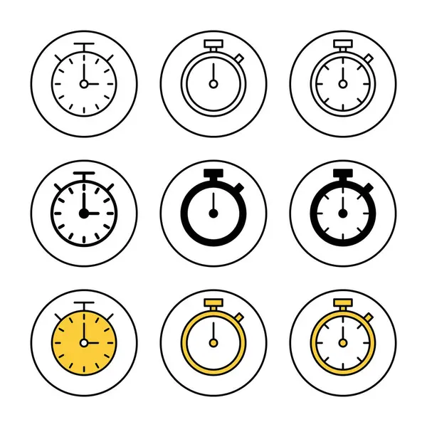 Kronometre simgesi ayarlandı. Zamanlayıcı işareti ve sembol. Geri sayım simgesi. Zaman Dönemi