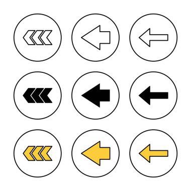 Ok simgesi kümesi vektörü. Web tasarımı için ok işareti ve sembol.