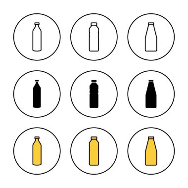 Şişe simgesi kümesi vektörü. şişe işareti ve sembol