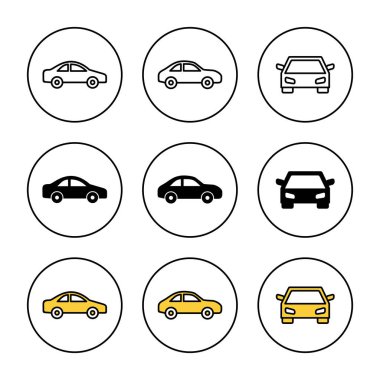 Araba ikonu vektörü. Araba işareti ve sembol. küçük sedan