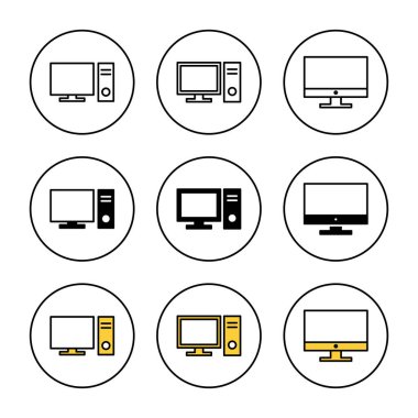 Bilgisayar simgesi ayarlandı. bilgisayar izleme işareti ve simgesi
