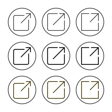 Web ve mobil uygulama için dış bağlantı simgesi ayarlandı. bağlantı işareti ve sembol. hiper bağlantı sembolü