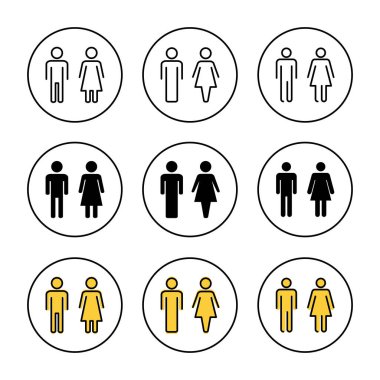 Erkek ve kadın ikonu vektör belirledi. Erkek ve dişi işareti ve sembol. Kızlar ve oğlanlar