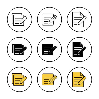 Not simgesi kümesi vektörü. not defteri işareti ve sembol