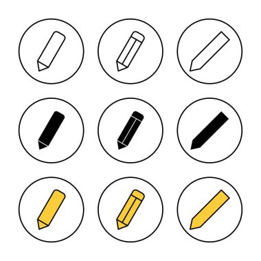 Kalem simgesi kümesi vektörü. Kalem işareti ve sembol. Simge vektörünü düzenle