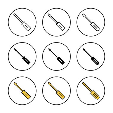 Tornavida simgesi kümesi vektörü. araç işareti ve sembol