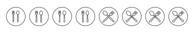 kaşık ve çatal ikonu kümesi vektörü. kaşık, çatal ve bıçak ikonu vektörü. Restoran işareti ve sembolü
