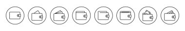 Cüzdan simgesi ayarlanmış vektör. cüzdan işareti ve sembol