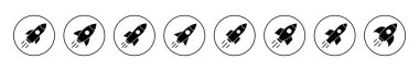 Roket simgesi küme vektörü. Başlangıç işareti ve sembol. roket fırlatma simgesi