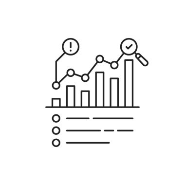 veri analizi ya da gösterge paneli ile kpi metrik simgesi. analist veya yatırımcı büyük veri istatistiklerini veya strateji ve verimlilik denetimini kolay yöntembilim sistemiyle veya pozitif üstel etf büyümesiyle analiz eder