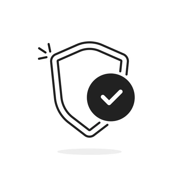 Hochwertiges Schutzsymbol Mit Schwarzem Schild Lineares Design Netzwerk Logo Strich — Stockvektor