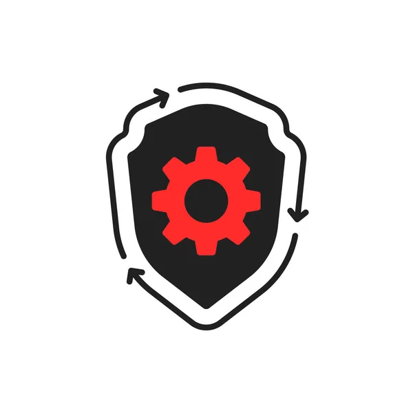 Tech Service Security Icon Gearwheel Shield Graphic Modern Design Logotype — Stock Vector