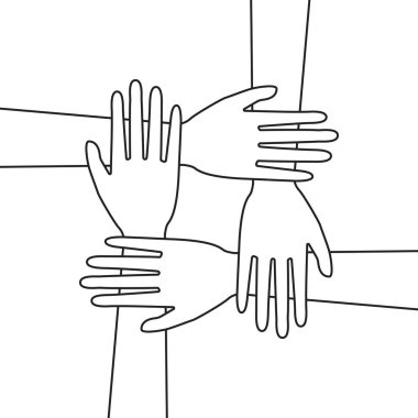 black thin line human hands like solidarity icon. concept of empathy for other people or community of caring persons or humanitarian mission to poor countries. graphic design element in linear style clipart