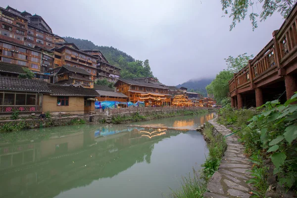 Qiandongnan Ilindeki Xijiang Qianhu Miao Köyü Manzarası Guizhou Çin — Stok fotoğraf