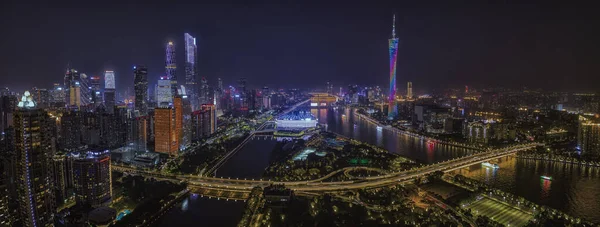Luftaufnahme Der Dämmerungslandschaft Des Pazhou Business District Guangzhou China — Stockfoto