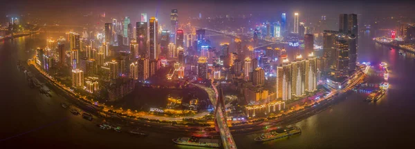 Aerial View Dusk Night Scenes Chongqing Mountain City China — Stock Photo, Image