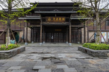 Danzhai County, Guizhou 'da Wanda Town' un sokak manzarası.