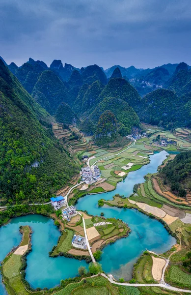 Vidéki Táj Pingtang Megye Guizhou Kína Otthont Világ Legnagyobb Rádióteleszkóp — Stock Fotó
