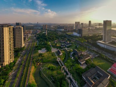 Guangzhou, Çin 'in havadan görünüşü.