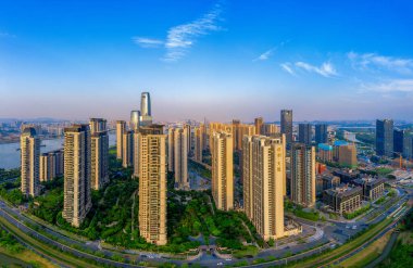 Guangzhou, Çin 'in havadan görünüşü.