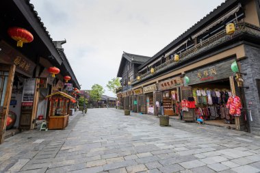 Danzhai County, Guizhou, Çin 'deki Wanda Town manzarası..