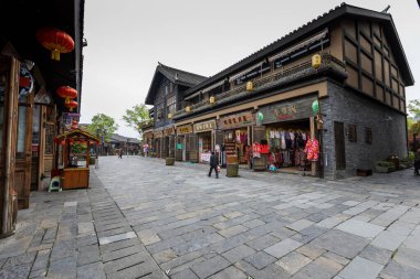 Danzhai County, Guizhou, Çin 'deki Wanda Town manzarası..