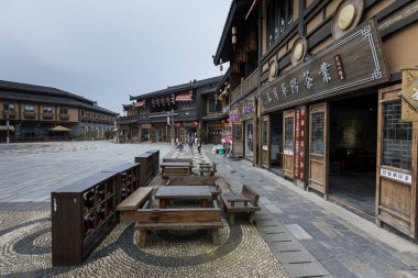 Danzhai County, Guizhou, Çin 'deki Wanda Town manzarası..