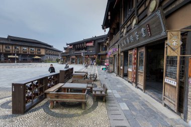 Danzhai County, Guizhou, Çin 'deki Wanda Town manzarası..