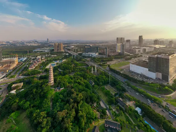 Guangzhou, Çin 'in havadan görünüşü.