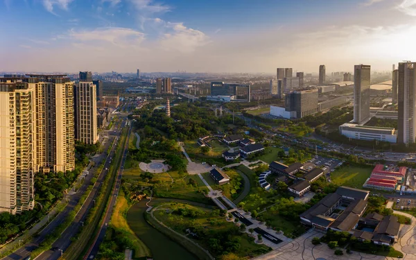 Guangzhou, Çin 'in havadan görünüşü.