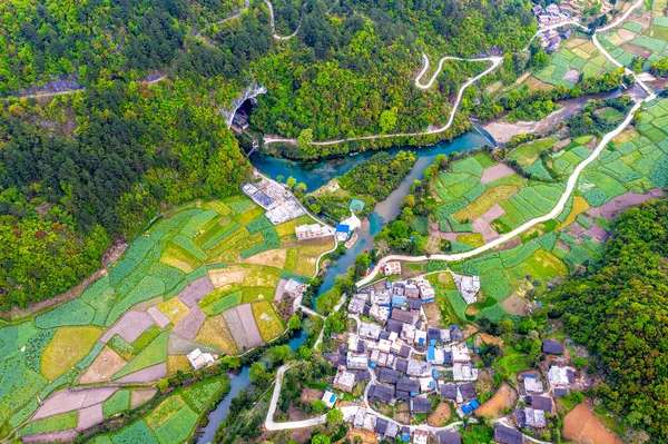 Paysage Rural Comté Pingtang Guizhou Chine Abrite Grand Radiotélescope Plat — Photo
