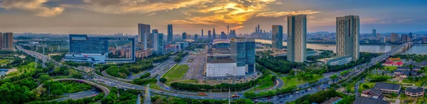 Aerial View Dusk Scenery Pazhou Business District Guangzhou China — Stock Photo, Image