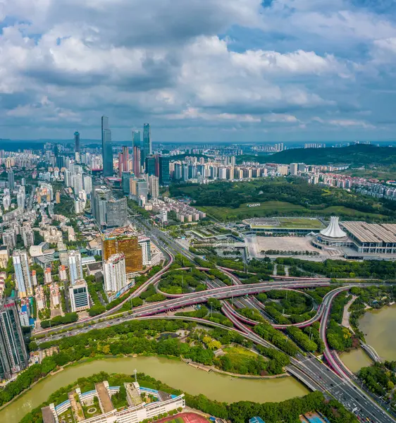 Veduta Aerea Nanning Guangxi Cina Mostra Bellissimo Scenario Della Città — Foto Stock