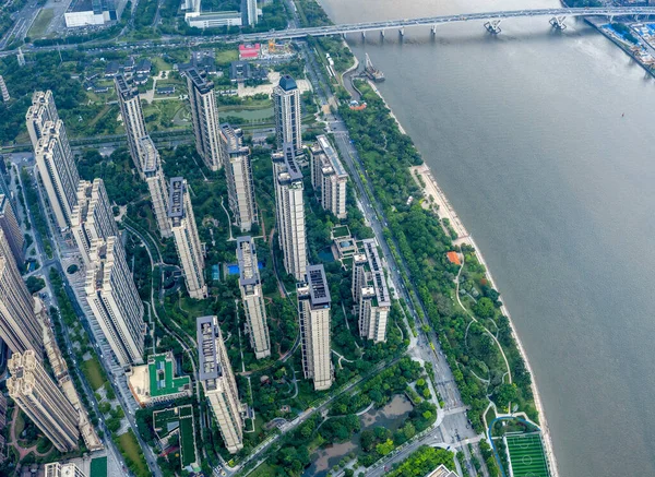 Vista Aérea Los Edificios Distrito Financiero Pazhou Guangzhou —  Fotos de Stock