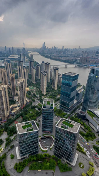 Luchtfoto Van Gebouwen Pazhou Business District Guangzhou — Stockfoto
