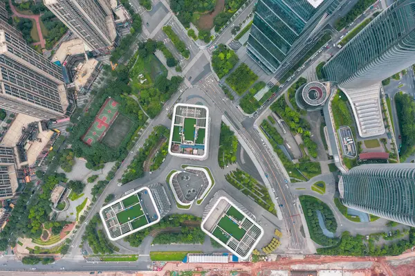 Vue Aérienne Des Bâtiments Quartier Des Affaires Pazhou Guangzhou — Photo