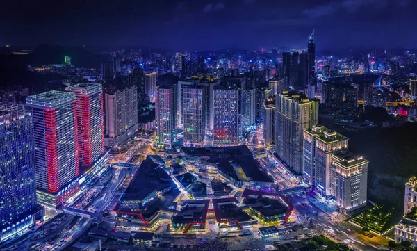 中国の都市の夜景 ハグオガーデンは 広東で最大の住宅エリアです — ストック写真