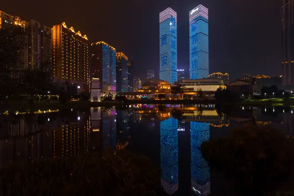 stock image The city night view of Guiyang, Guizhou, China. Huaguo Garden is the largest residential area in Guiyang.