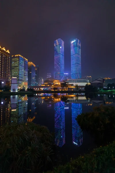 Stock image The city night view of Guiyang, Guizhou, China. Huaguo Garden is the largest residential area in Guiyang.