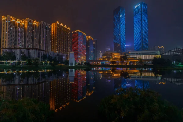 City Night View Guiyang Guizhou China Huaguo Garden Largest Residential — Stock Photo, Image