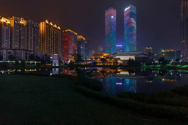 Widok Miasta Noc Guiyang Guizhou Chiny Huaguo Garden Największa Dzielnica — Zdjęcie stockowe
